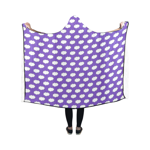 Clouds with Polka Dots on Purple Hooded Blanket 50''x40''