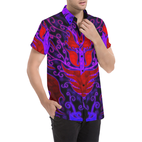 Bonfire Gothic Abstract Art Men's All Over Print Short Sleeve Shirt/Large Size (Model T53)
