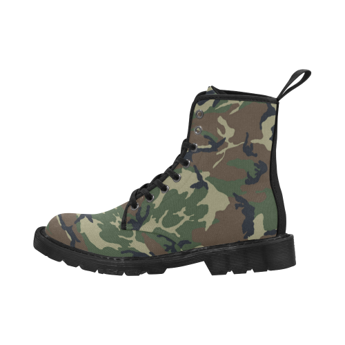 CAMOUFLAGE-WOODLAND 4 Martin Boots for Women (Black) (Model 1203H)