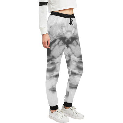 Marble Black and White Pattern Unisex All Over Print Sweatpants (Model L11)