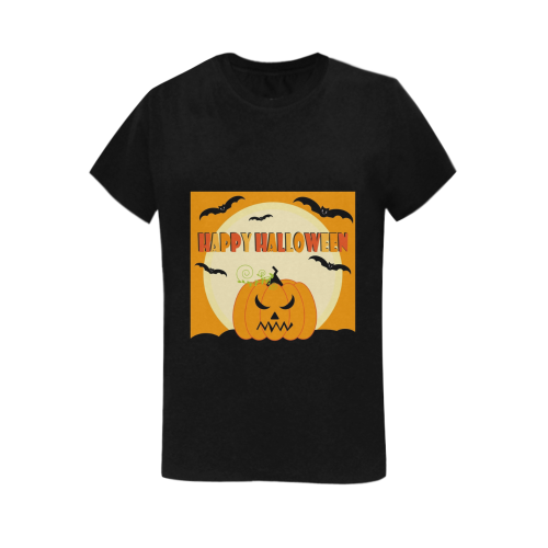 Happy Halloween Jack-O-Lantern Women's T-Shirt in USA Size (Two Sides Printing)