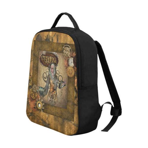 Steampunk lady with owl Popular Fabric Backpack (Model 1683)