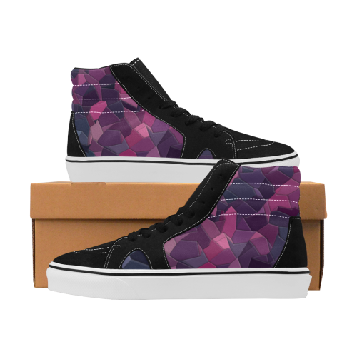 purple pink magenta mosaic #purple Women's High Top Skateboarding Shoes (Model E001-1)