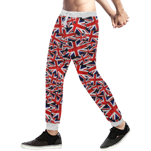 Union Jack British UK Flag - White Men's All Over Print Sweatpants (Model L11)