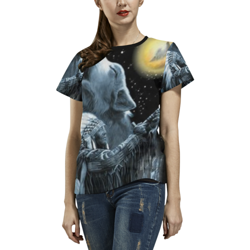 Embrace The Wolf Spirit All Over Print T-shirt for Women/Large Size (USA Size) (Model T40)
