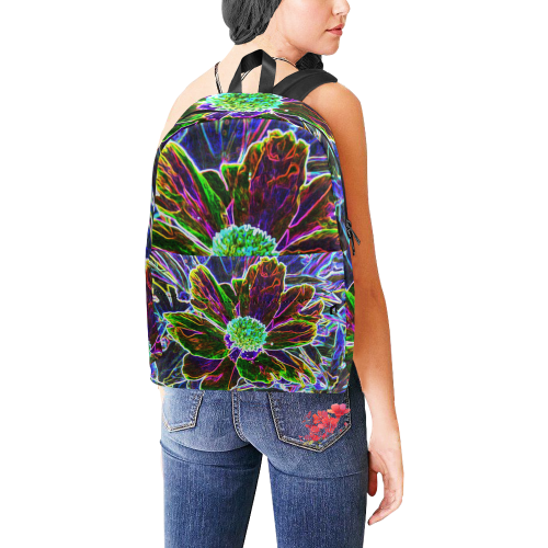 Abstract Garden Peony in Black and Blue Unisex Classic Backpack (Model 1673)
