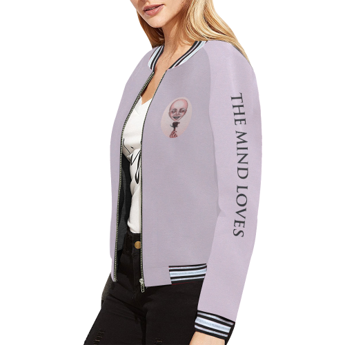 the mind loves the unknown All Over Print Bomber Jacket for Women (Model H21)