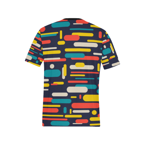 Colorful Rectangles Men's All Over Print T-Shirt (Solid Color Neck) (Model T63)