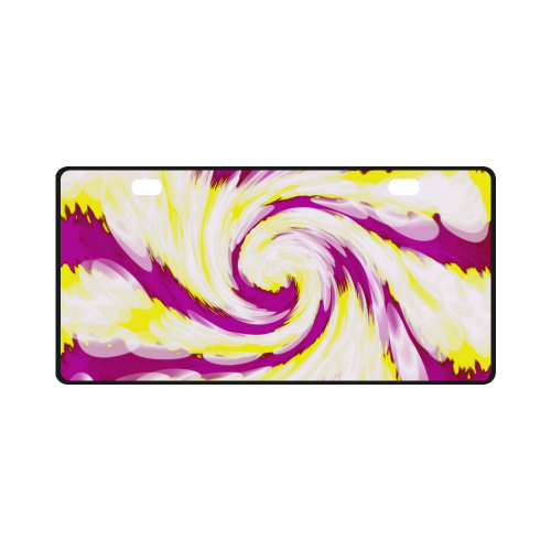 Pink Yellow Tie Dye Swirl Abstract License Plate