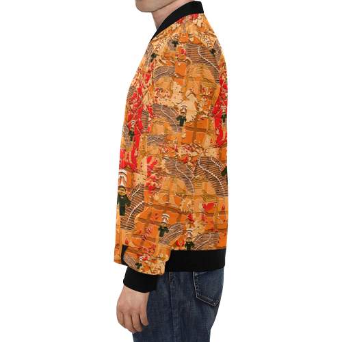 Lamassu Sport Orange All Over Print Bomber Jacket for Men/Large Size (Model H19)
