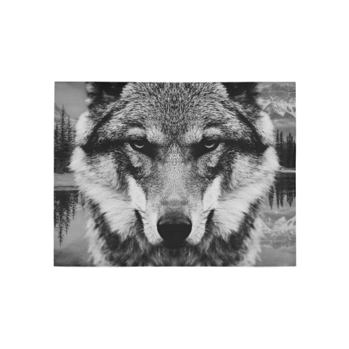 Wolf Animal Nature Area Rug 5'3''x4'