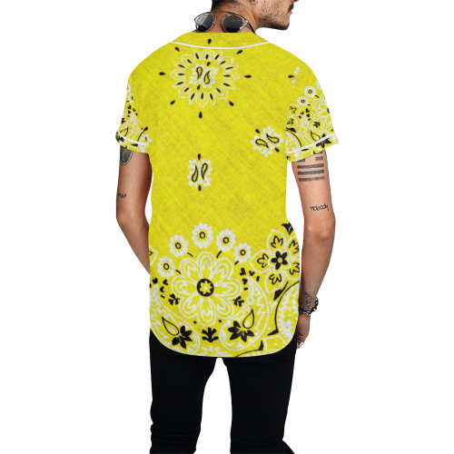 Grunge Yellow Bandana All Over Print Baseball Jersey for Men (Model T50)