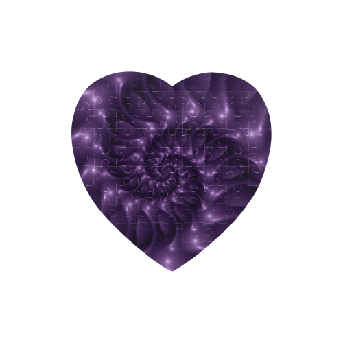 Purple Spiral Fractal Puzzle Heart-Shaped Jigsaw Puzzle (Set of 75 Pieces)
