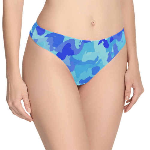 camouflage blue Women's All Over Print Thongs (Model L30)