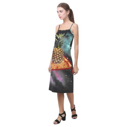 Galaxy pizza pineapple Alcestis Slip Dress (Model D05)