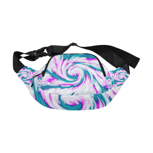 Turquoise Pink Tie Dye Swirl Abstract Fanny Pack/Small (Model 1677)