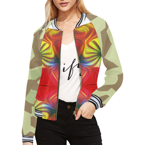 Poppy Special Forces camoflag All Over Print Bomber Jacket for Women (Model H21)