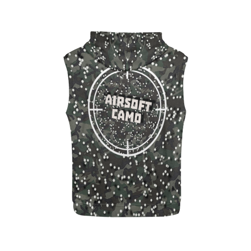 funny airsoft and paintball gamer woodland camouflage design parody All Over Print Sleeveless Hoodie for Men (Model H15)
