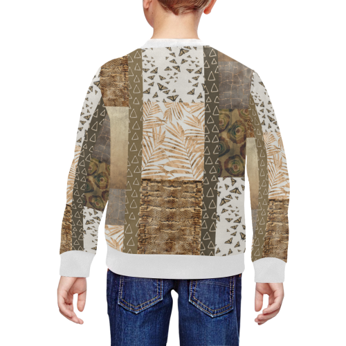 Golden Butterfly Python Mix All Over Print Crewneck Sweatshirt for Kids (Model H29)