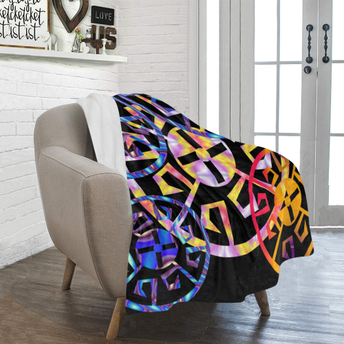Rainbow Multicolored Aztec Wheels Ultra-Soft Micro Fleece Blanket 40"x50"