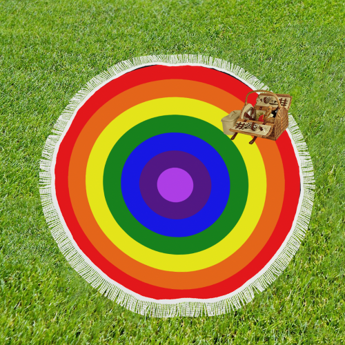 Rainbow Flag (Gay Pride - LGBTQIA+) Circular Beach Shawl 59"x 59"
