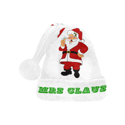 MRS CLAUS White/Green Santa Hat