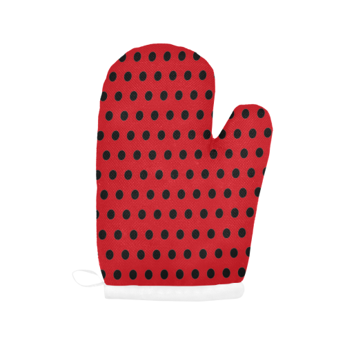 Red Black Polka Dots Oven Mitt (Two Pieces)