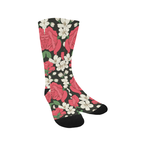 Pink, White and Black Floral Trouser Socks
