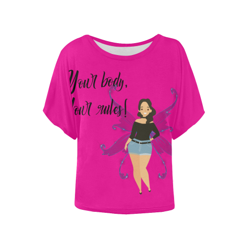 Fairlings Delight's Curvy is Beautiful Collection- Your Body Your Rules 53086b4 Women's Batwing-Sleeved Blouse T shirt (Model T44)