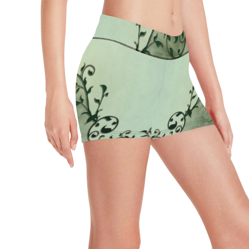 Wonderful flowers, soft green colors Women's All Over Print Short Leggings (Model L28)
