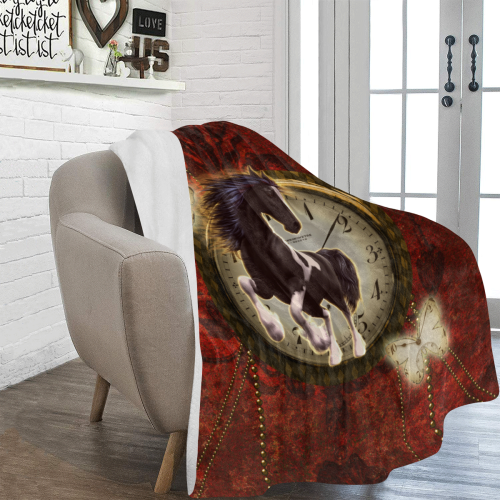 Wonderful horse on a clock Ultra-Soft Micro Fleece Blanket 60"x80"
