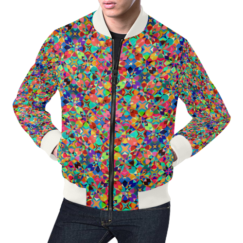 Multicolored Geometric Pattern All Over Print Bomber Jacket for Men/Large Size (Model H19)