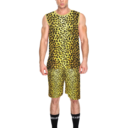 LEOPARD faux fur print image All Over Print Basketball Uniform