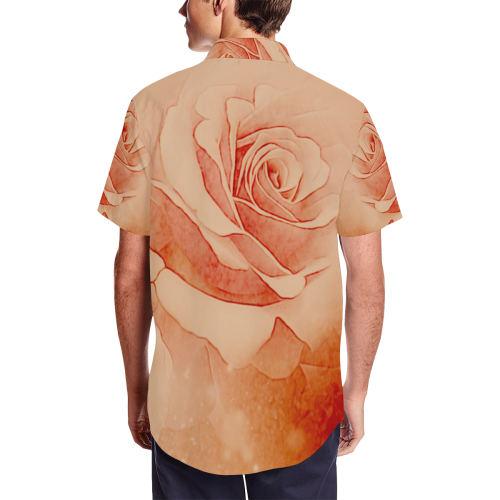 Beautiful roses Men's Short Sleeve Shirt with Lapel Collar (Model T54)