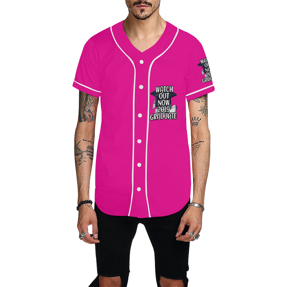 Pink All Over Print Baseball Jersey 