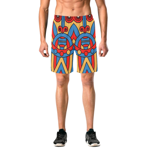 Aztec Maasai Lion Tribal Men's All Over Print Elastic Beach Shorts (Model L20)
