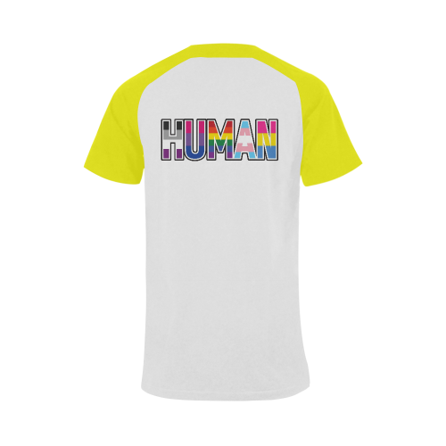 Men's HUMAN PRIDE! Shirt Yellow 3X Men's Raglan T-shirt Big Size (USA Size) (Model T11)