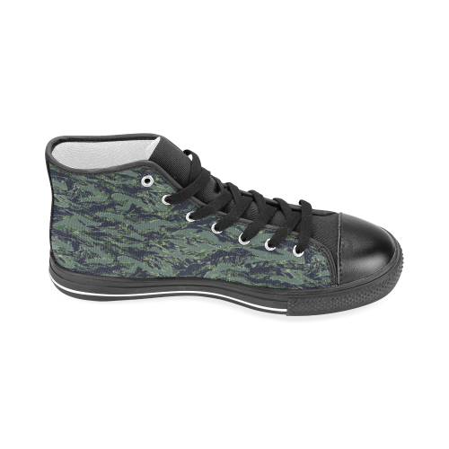 Jungle Tiger Stripe Green Camouflage Men’s Classic High Top Canvas Shoes (Model 017)