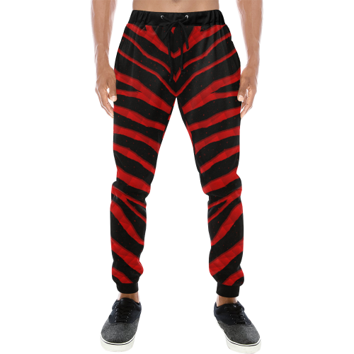 Ripped SpaceTime Stripes - Red Men's All Over Print Sweatpants/Large Size (Model L11)