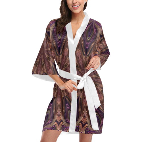 Pastel Satin Ribbons Fractal Mandala 7 Kimono Robe