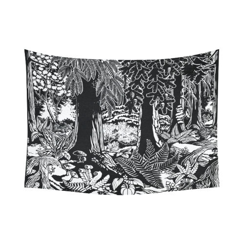 Canadian Forest Art Tapastry Black & White Cotton Linen Wall Tapestry 80"x 60"