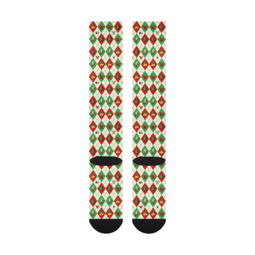 Christmas Argyle Pattern Over-The-Calf Socks