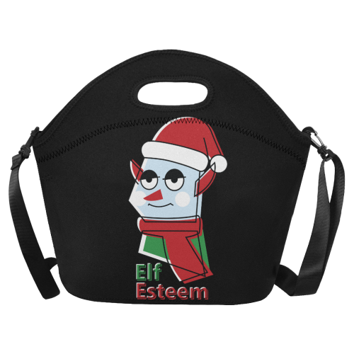 Elf Esteem CHRISTMAS BLACK Neoprene Lunch Bag/Large (Model 1669)