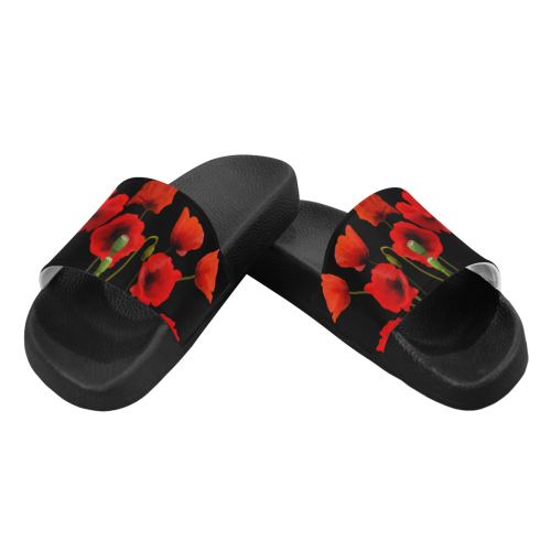 Poppies Floral Design Papaver somniferum Women's Slide Sandals (Model 057)