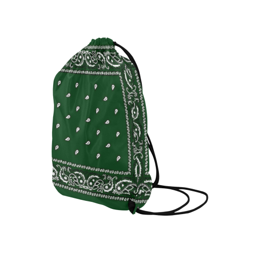 KERCHIEF PATTERN GREEN Medium Drawstring Bag Model 1604 (Twin Sides) 13.8"(W) * 18.1"(H)