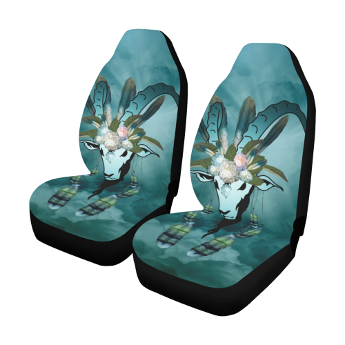 The billy goat with feathers and flowers Car Seat Covers (Set of 2)