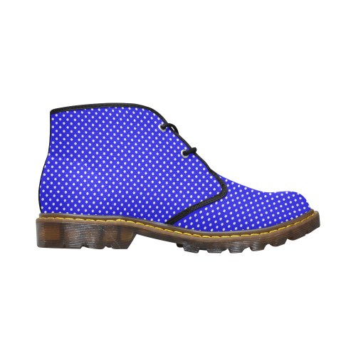 Blue polka dots Women's Canvas Chukka Boots/Large Size (Model 2402-1)