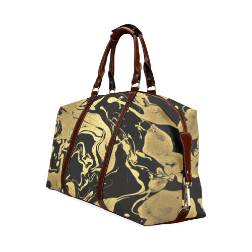 Liquid Rich Gold - black and gold swirl pattern Classic Travel Bag (Model 1643) Remake