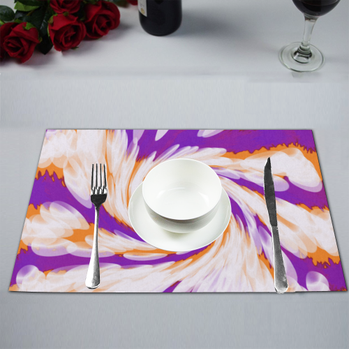 Purple Orange Tie Dye Swirl Abstract Placemat 12’’ x 18’’ (Two Pieces)