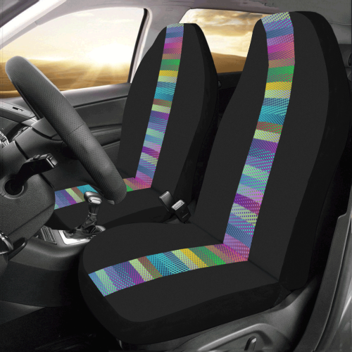 Colorful Stripes Halftone Dots Border Car Seat Covers (Set of 2)